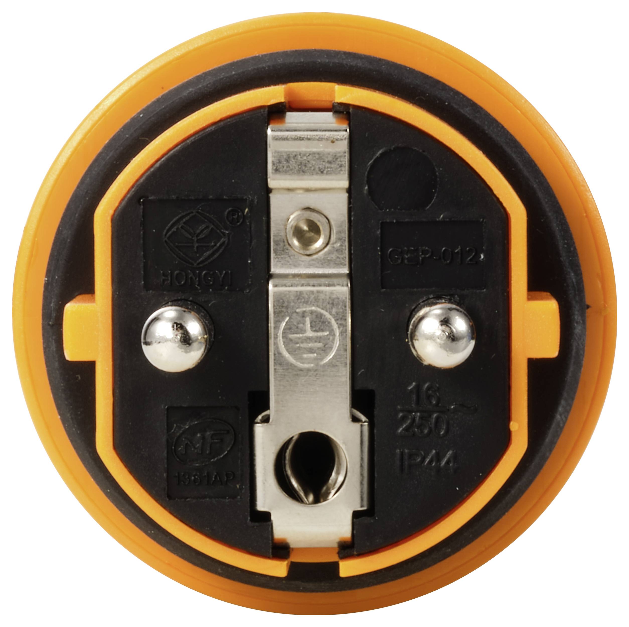 Sygonix SY-6618478 Schutzkontaktstecker TPE, PC 250 V/AC Schwarz, Orange IP44