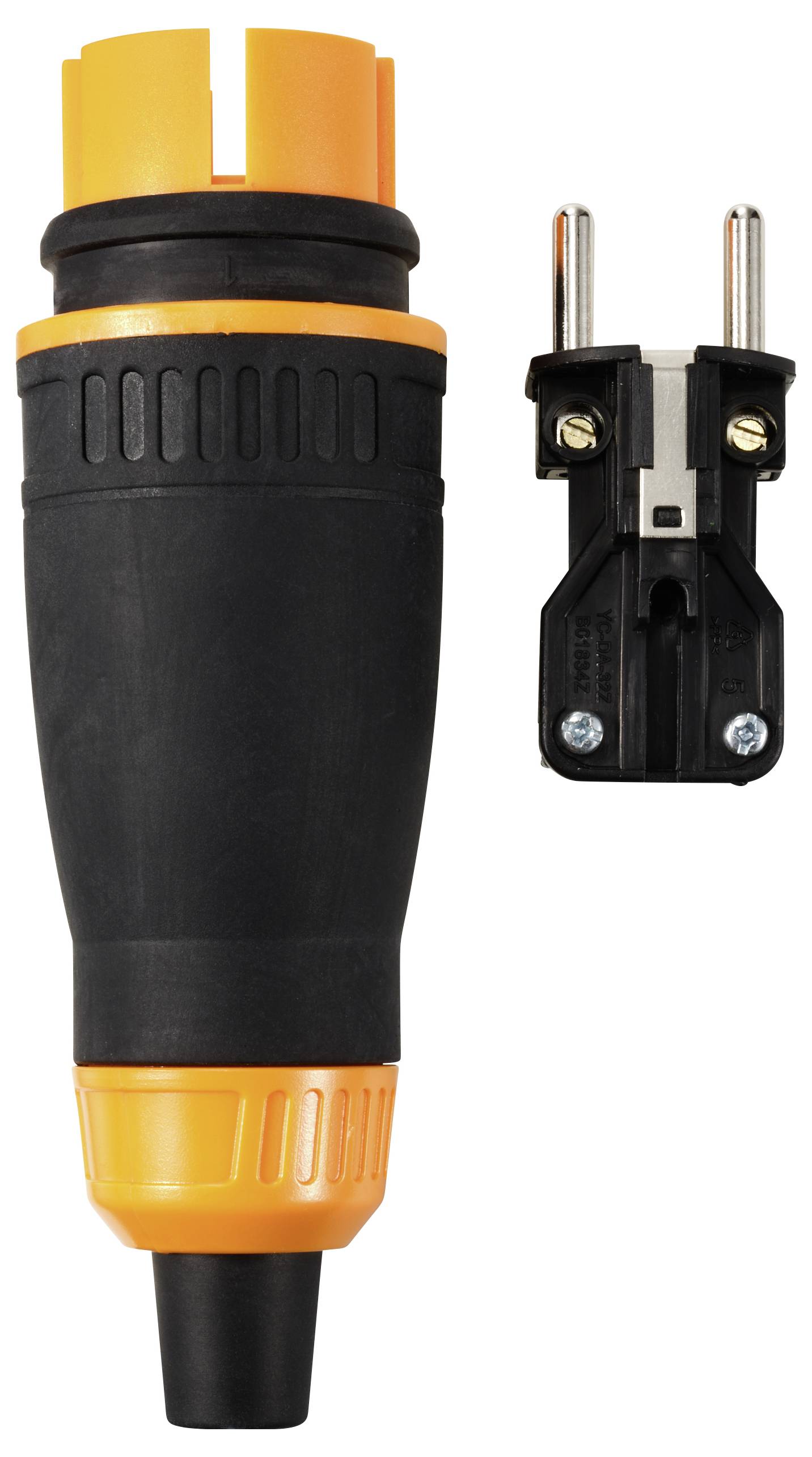 Sygonix SY-6618478 Schutzkontaktstecker TPE, PC 250 V/AC Schwarz, Orange IP44