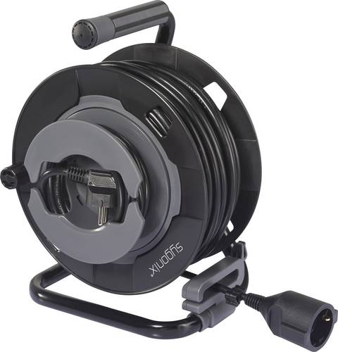 Sygonix SY-6618486 Kabeltrommel 30 m Schwarz Schutzkontakt-Stecker