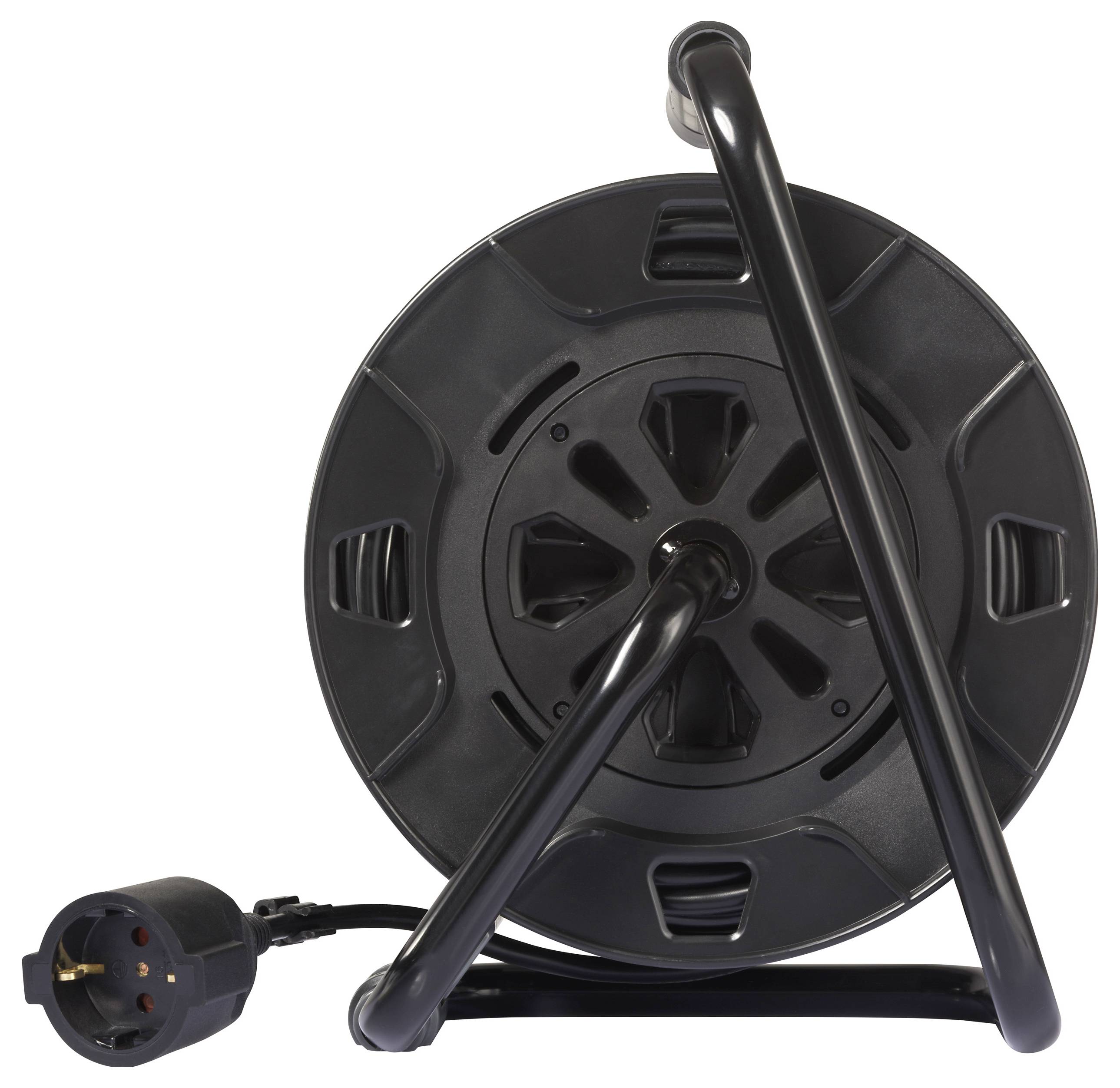 Sygonix SY-6618486 Kabeltrommel 30m Schwarz Schutzkontakt-Stecker