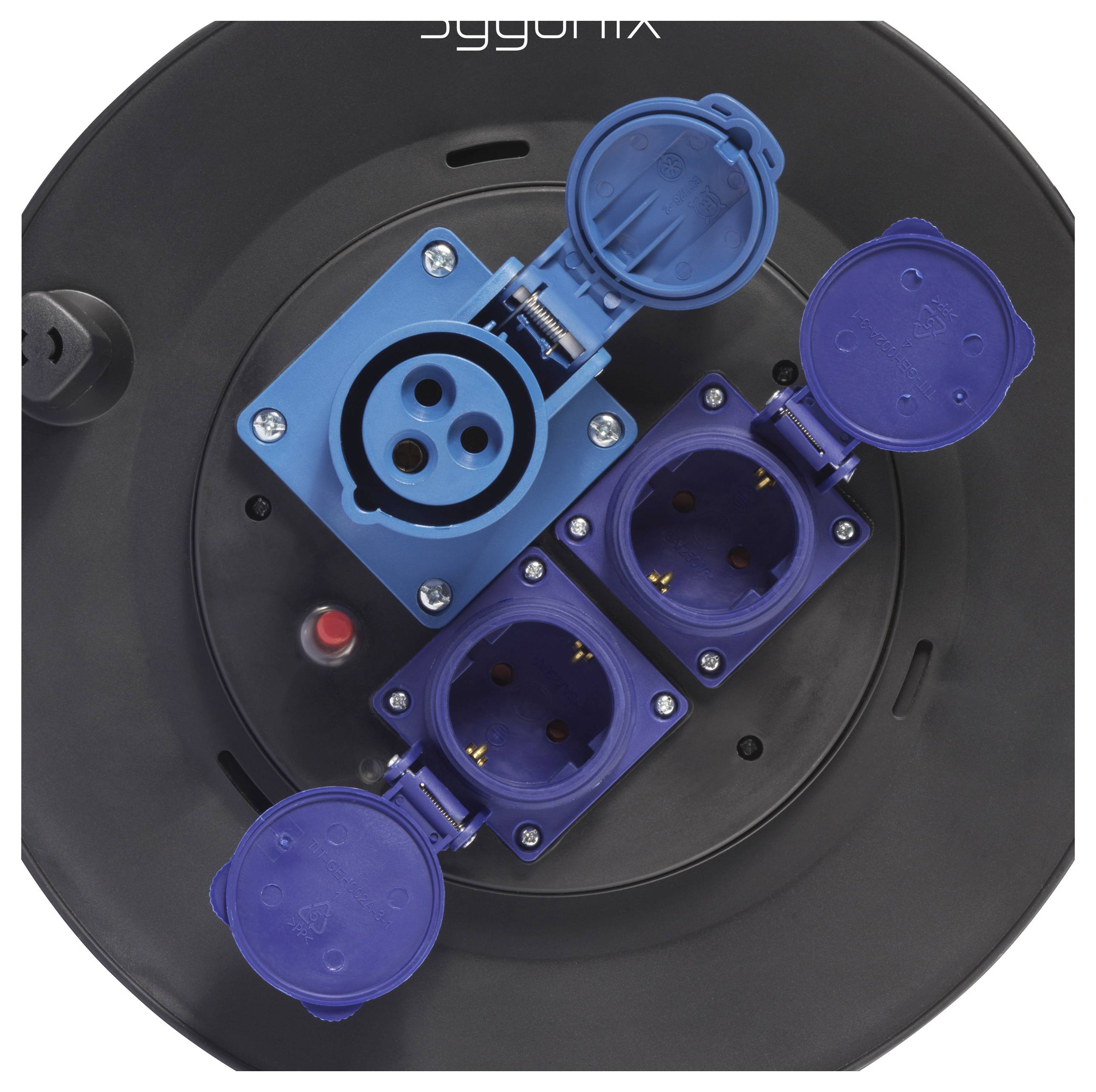 Sygonix SY-6618488 Kabeltrommel 30m Schwarz CEE-Stecker 16A 3polig