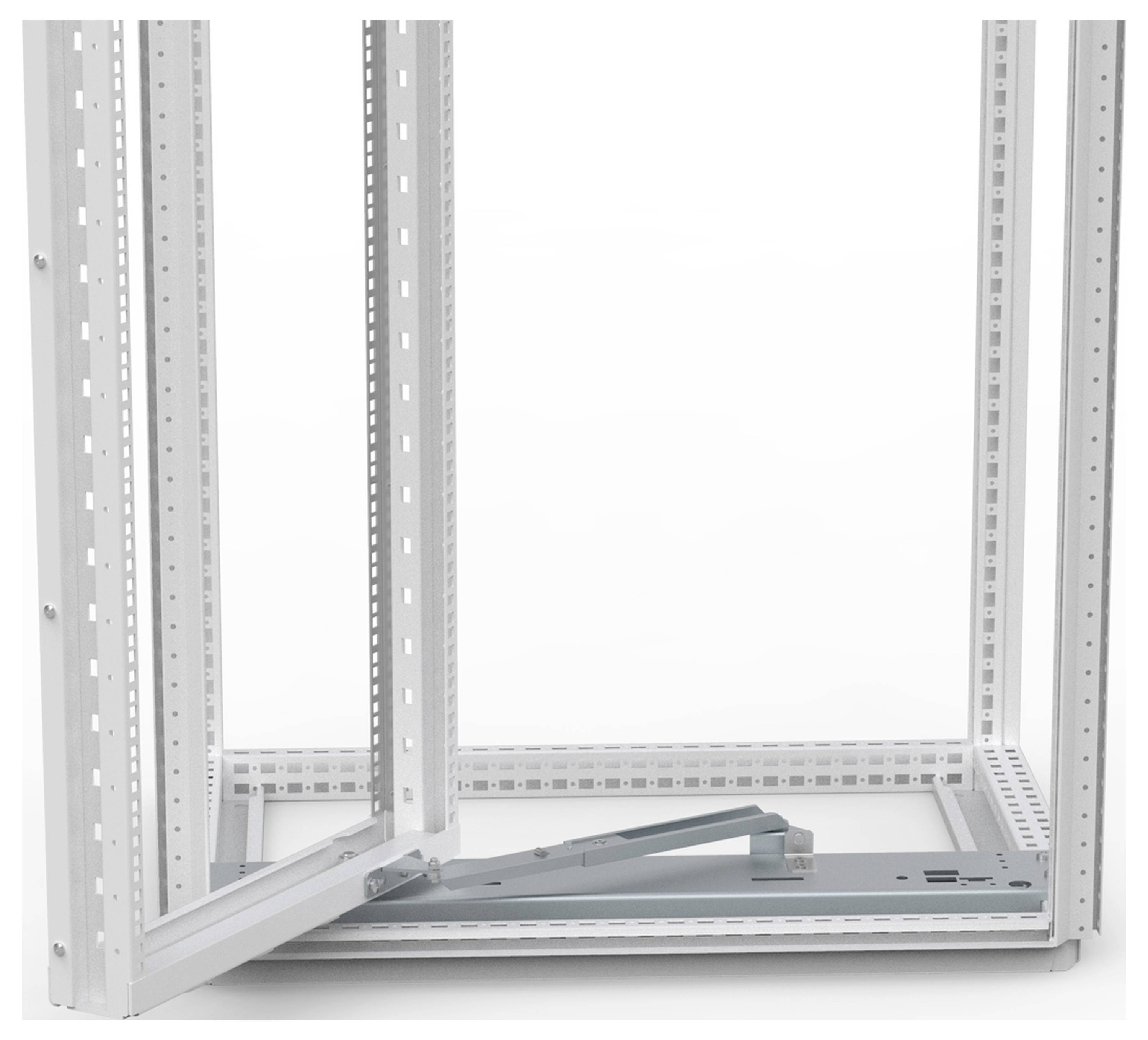 Ein silbernes Metallgehäuse mit rechteckigem Rahmen und eingebauten Schienen. Kein weiteres Zubehör oder Elektronik ist sichtbar.