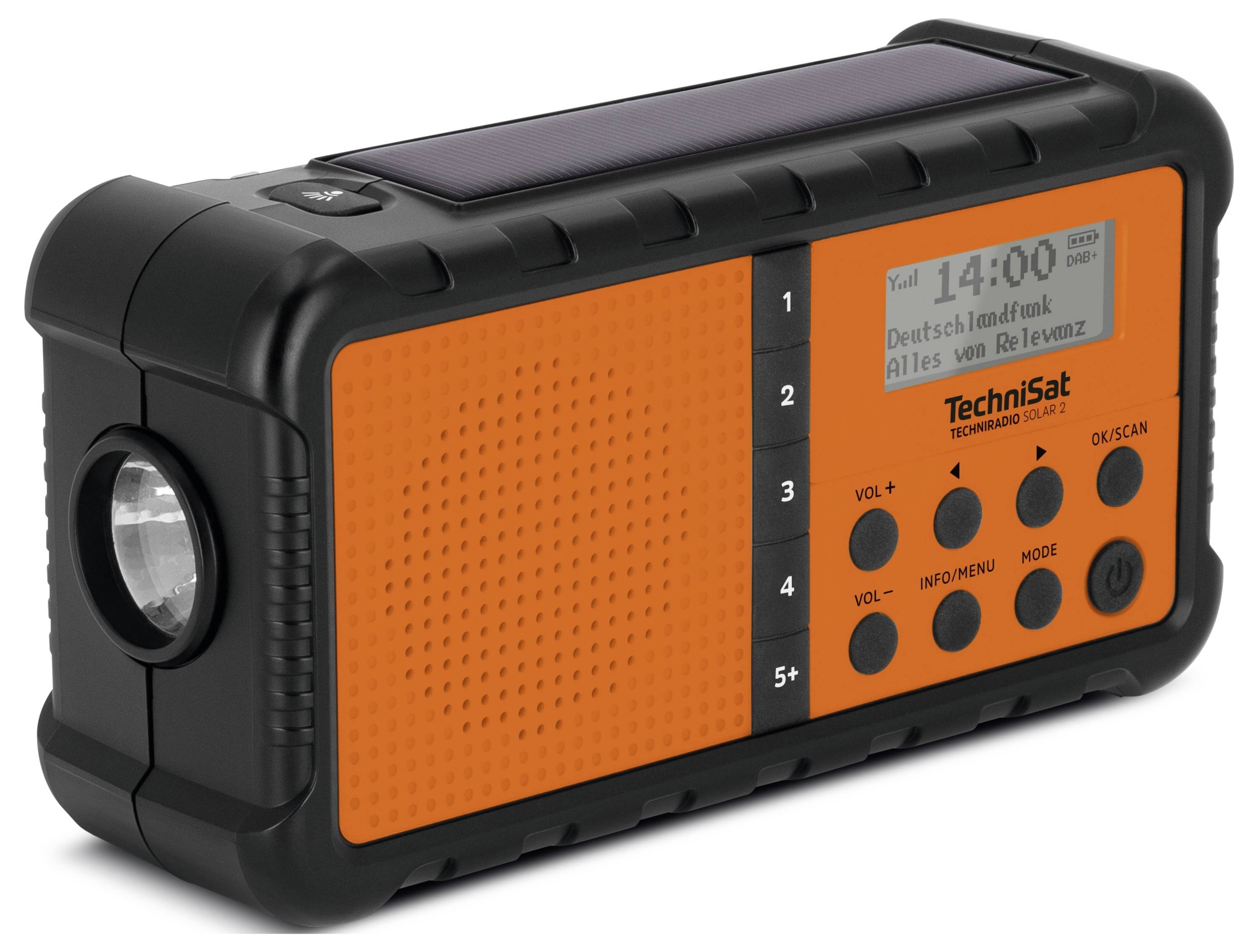 TechniSat TECHNIRADIO SOLAR 2 Tischradio DAB+, UKW USB Solarpanel, Handkurbel, Taschenlampe, wiederaufladbar