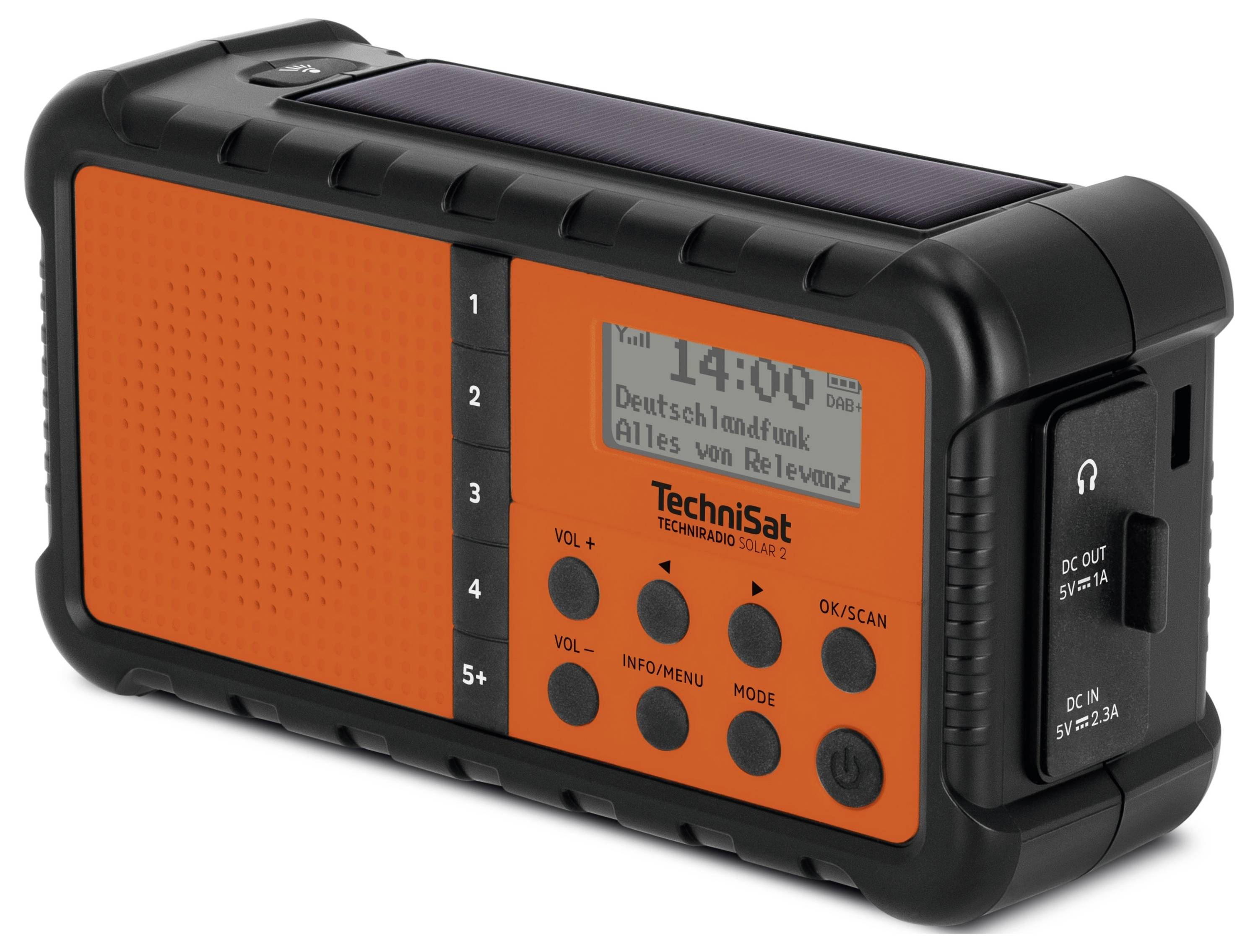TechniSat TECHNIRADIO SOLAR 2 Tischradio DAB+, UKW USB Solarpanel, Handkurbel, Taschenlampe, wiederaufladbar