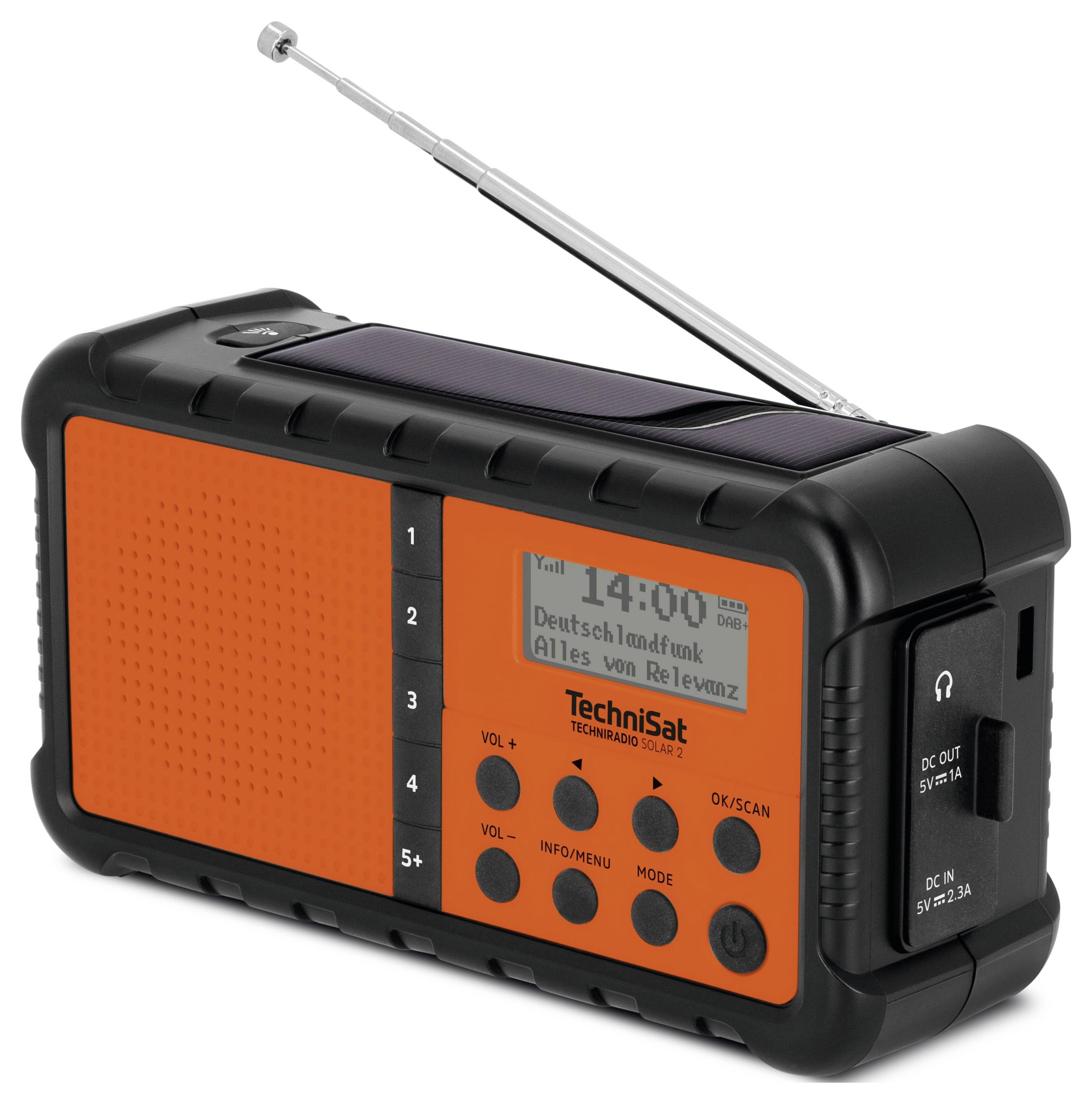 TechniSat TECHNIRADIO SOLAR 2 Tischradio DAB+, UKW USB Solarpanel, Handkurbel, Taschenlampe, wiederaufladbar