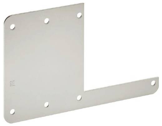 Metallwinkel mit sechs Löchern, drei auf jeder Seite, zur Befestigung oder Stabilisierung von Strukturen.