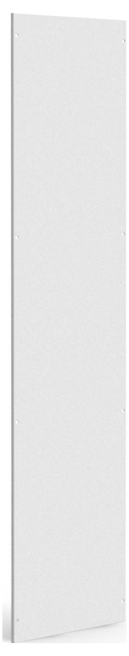 Eine weiße, rechteckige Wandplatte aus Glas, die als dekoratives Element dient. Sie ist glatt und reflektierend, ohne sichtbare Muster.