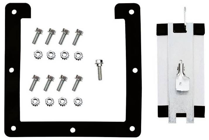 Schraubenset mit Muttern und Halterung für die Wandmontage. Enthält 10 Schrauben mit Muttern und drei Metallbefestigungsteile.