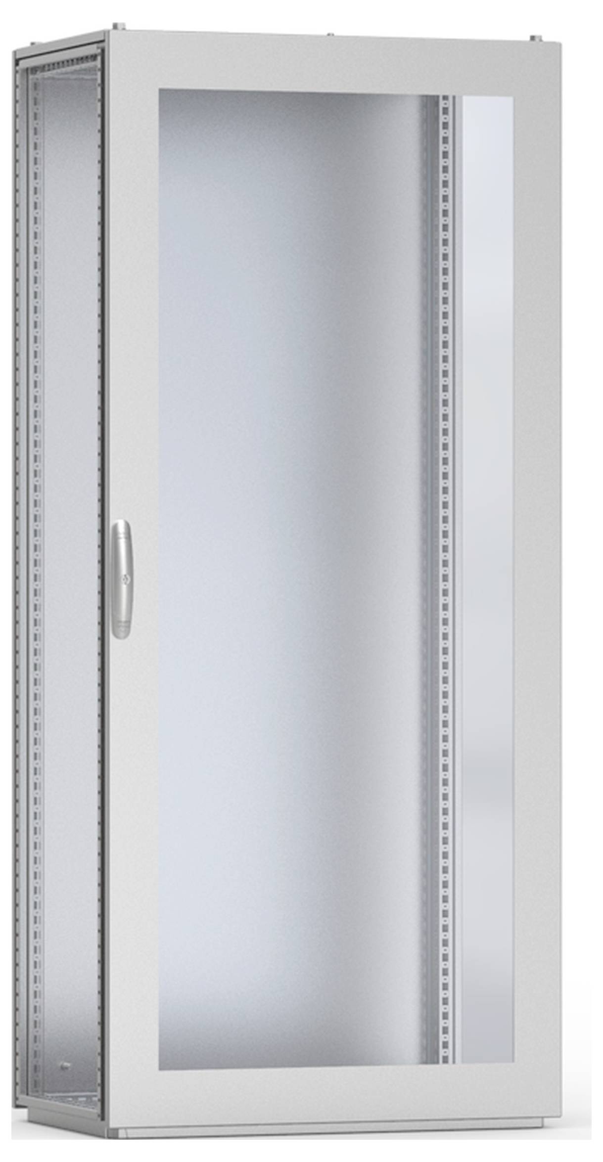 Metallschrank mit Glastür, geeignet für die Aufbewahrung von Datenservern und technischem Equipment in einem Rechenzentrum.