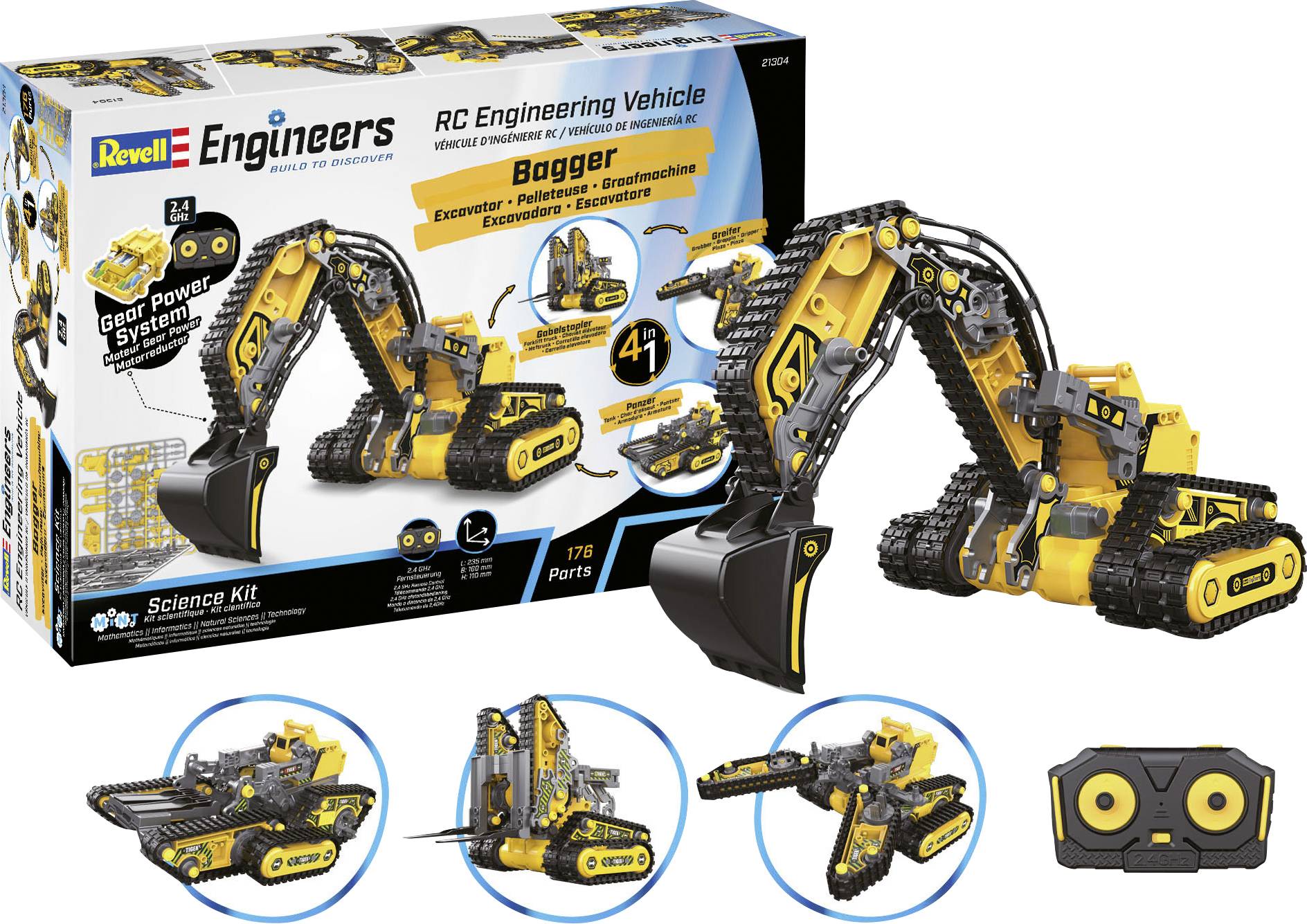 Revell Engineers 21304 Engineering Vehicle 4in1 Elektro RC Funktionsmodell Bausatz