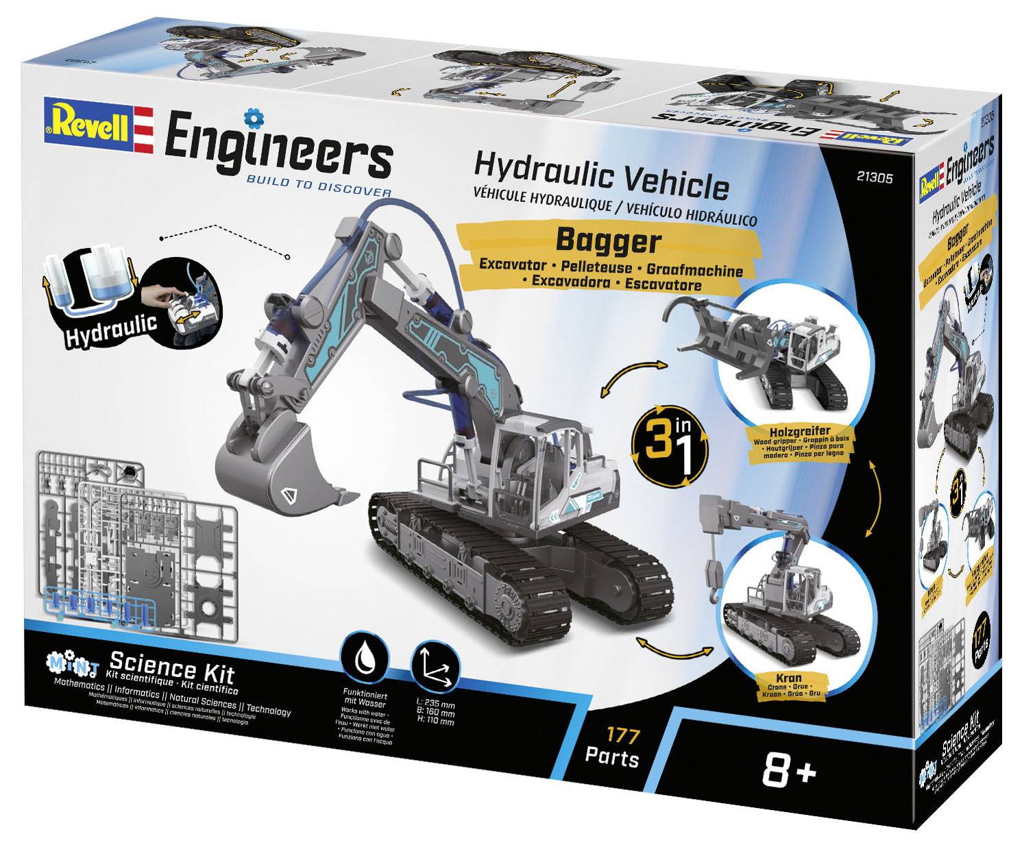 Revell Engineers 21305 Hydraulic Excavator 3in1 1:24 Elektro RC Funktionsmodell Bausatz