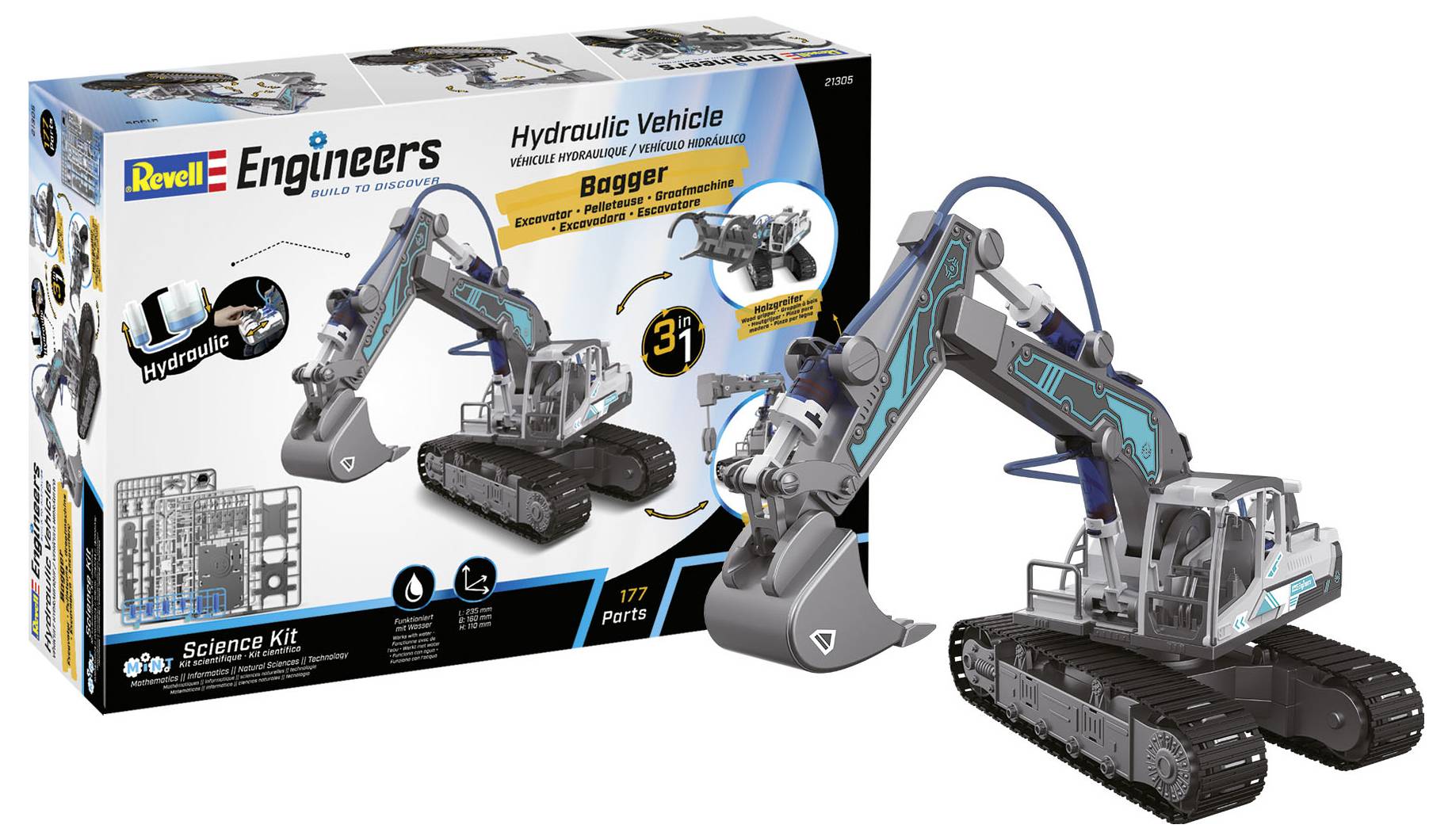 Revell Engineers 21305 Hydraulic Excavator 3in1 1:24 Elektro RC Funktionsmodell Bausatz