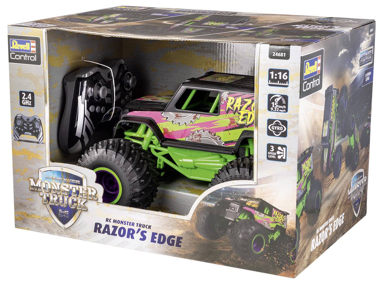 Revell Control 24681 Razors Edge RC Einsteiger Modellauto Elektro Monstertruck Inkl. Akku und Ladegerät