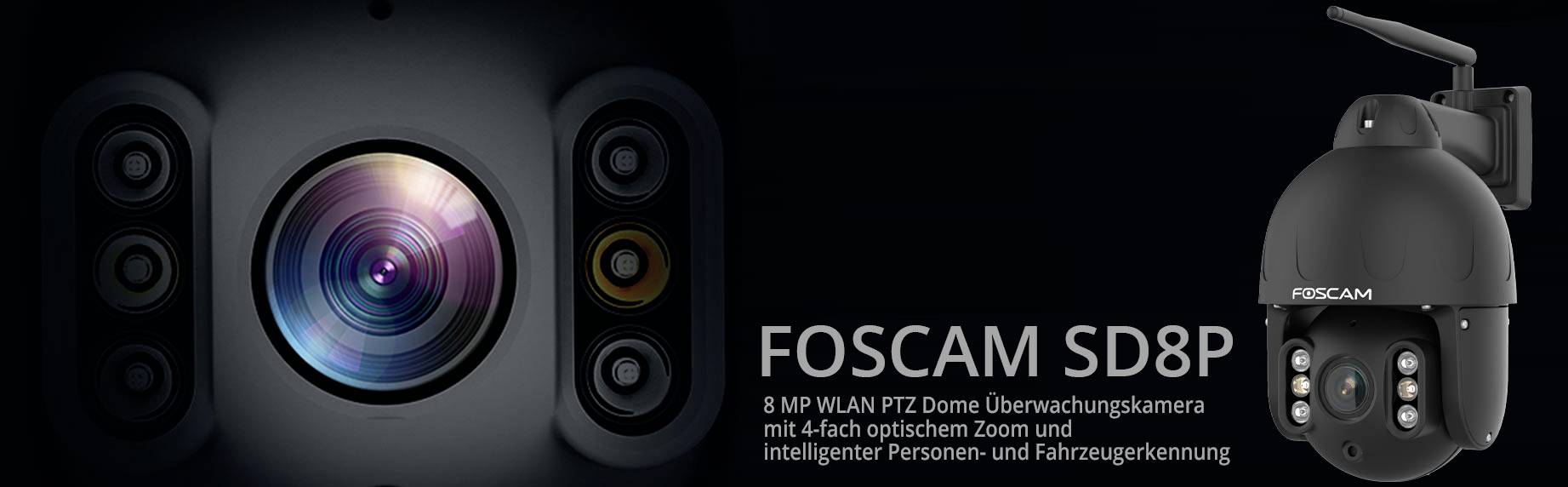 Foscam SD8P (black) WLAN IP Überwachungskamera 3840 x 2160 Pixel