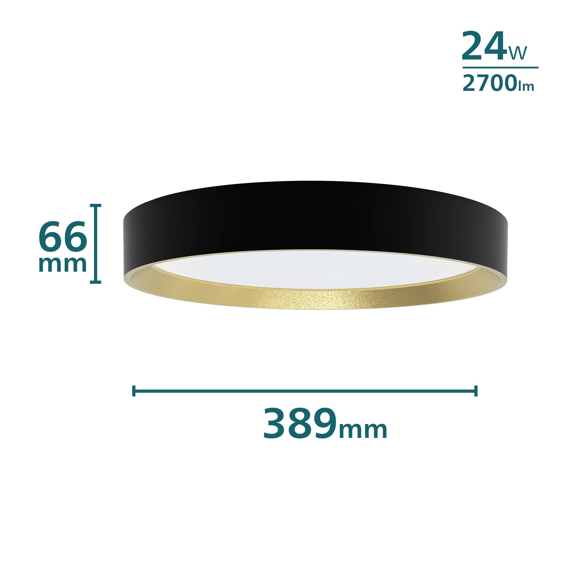 Philips 8720169301337 Hanno LED-Deckenleuchte LED 24W Schwarz, Gold