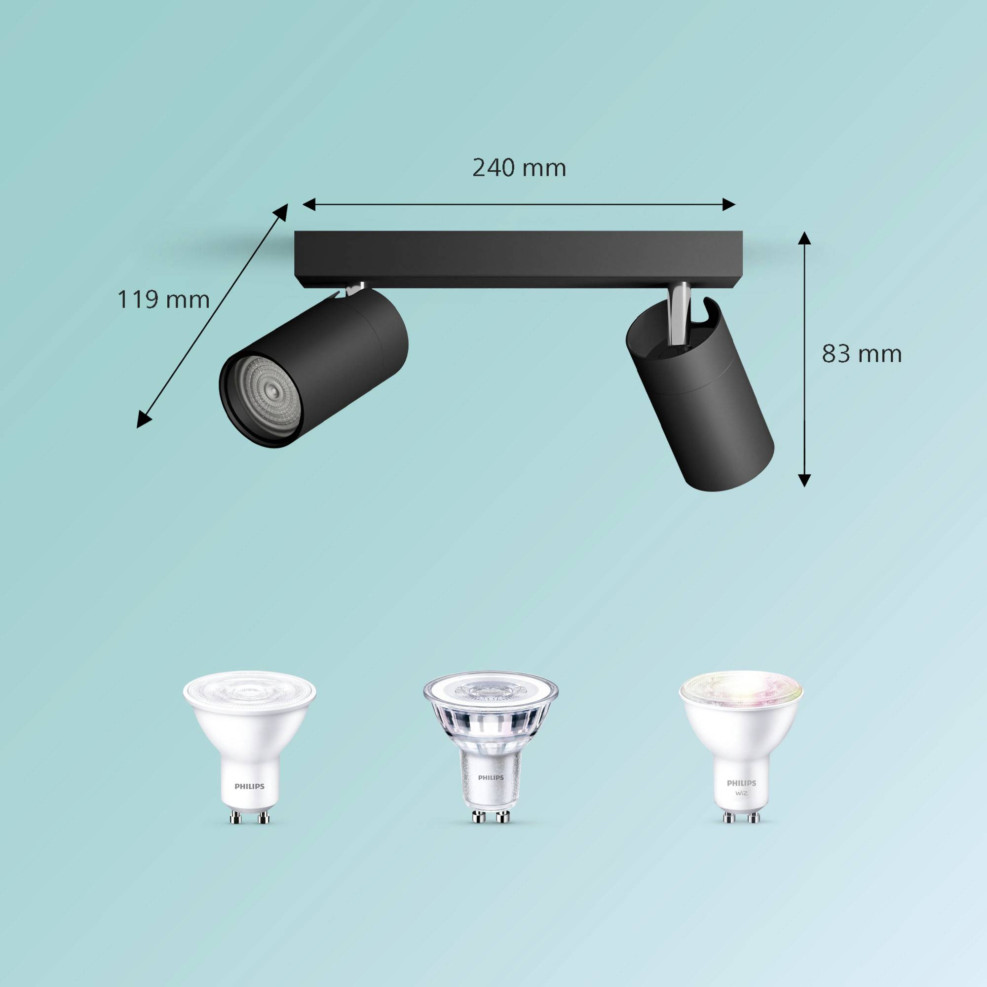 Philips Idris 8720169298996 Deckenstrahler GU10 Schwarz