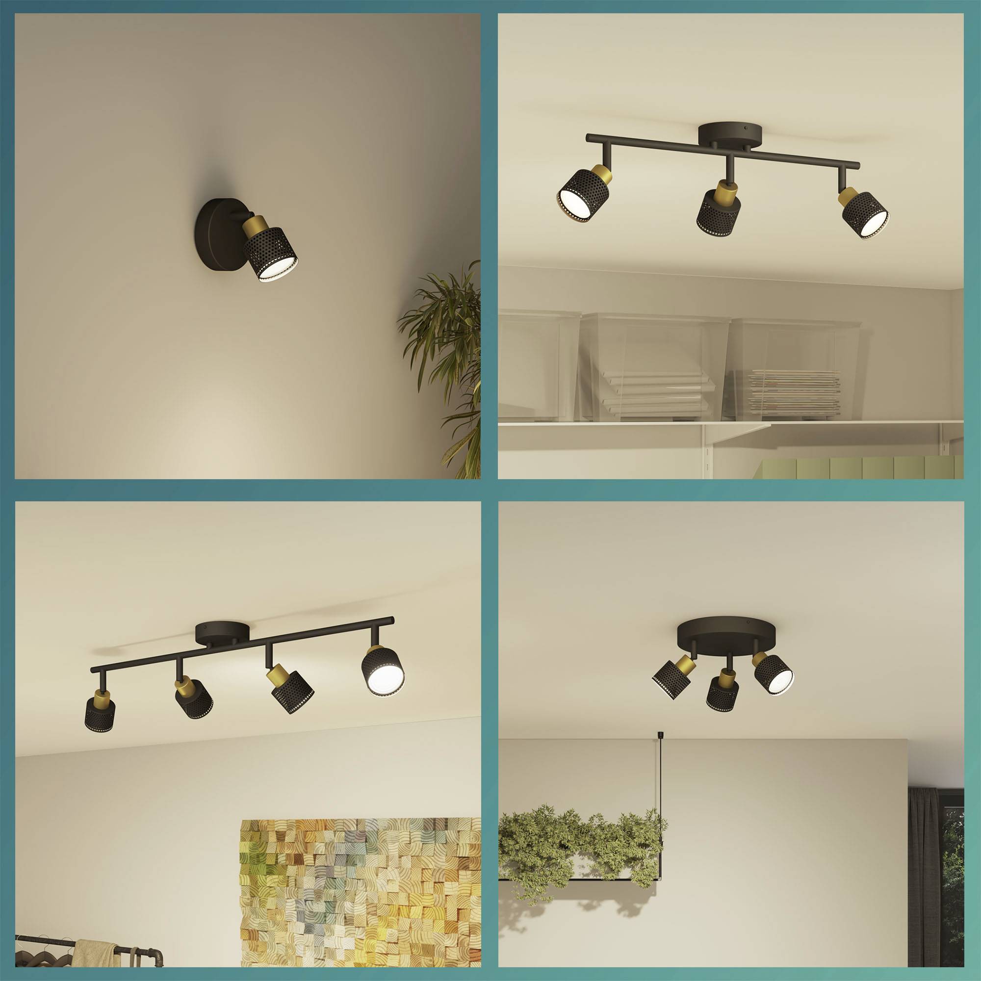 Philips Niall 8720169300095 Deckenstrahler GU10 Schwarz, Gold