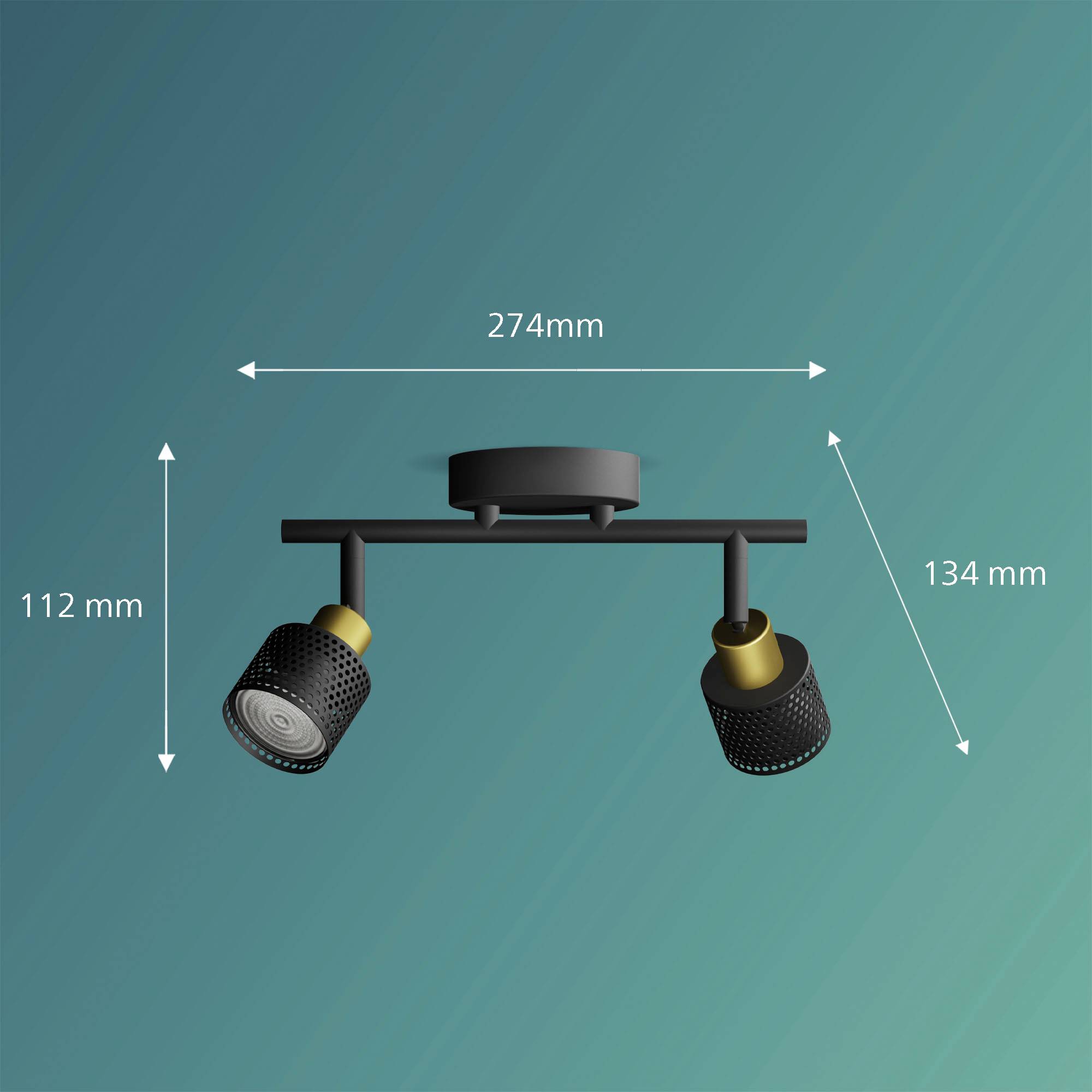 Philips Niall 8720169300095 Deckenstrahler GU10 Schwarz, Gold