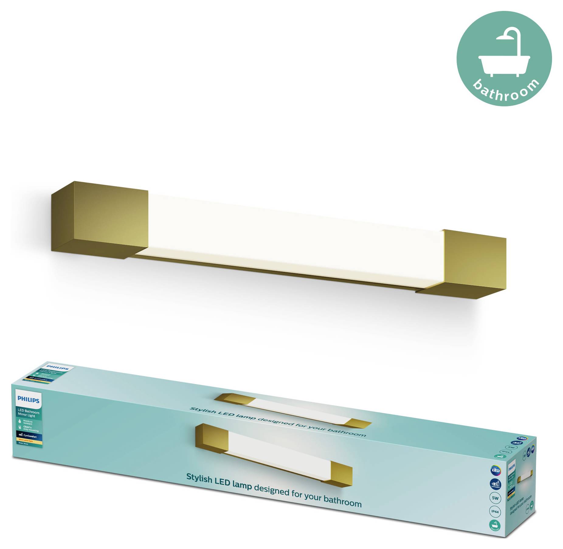 Philips Rover 8720169299498 LED-Bad-Deckenleuchte 5W Warmweiß Gold