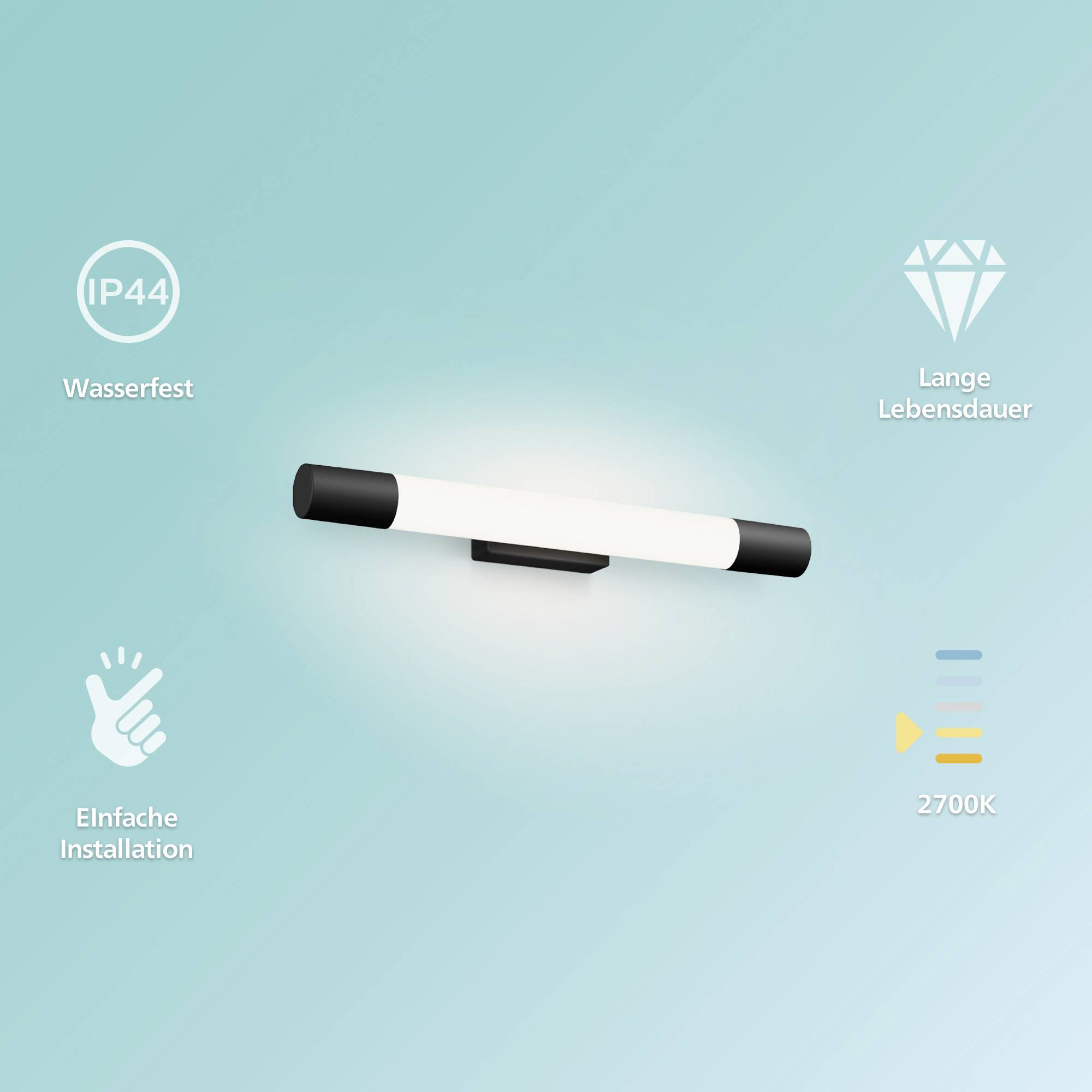 Philips Rover 8720169300217 LED-Bad-Deckenleuchte 10 W Warmweiß Schwarz