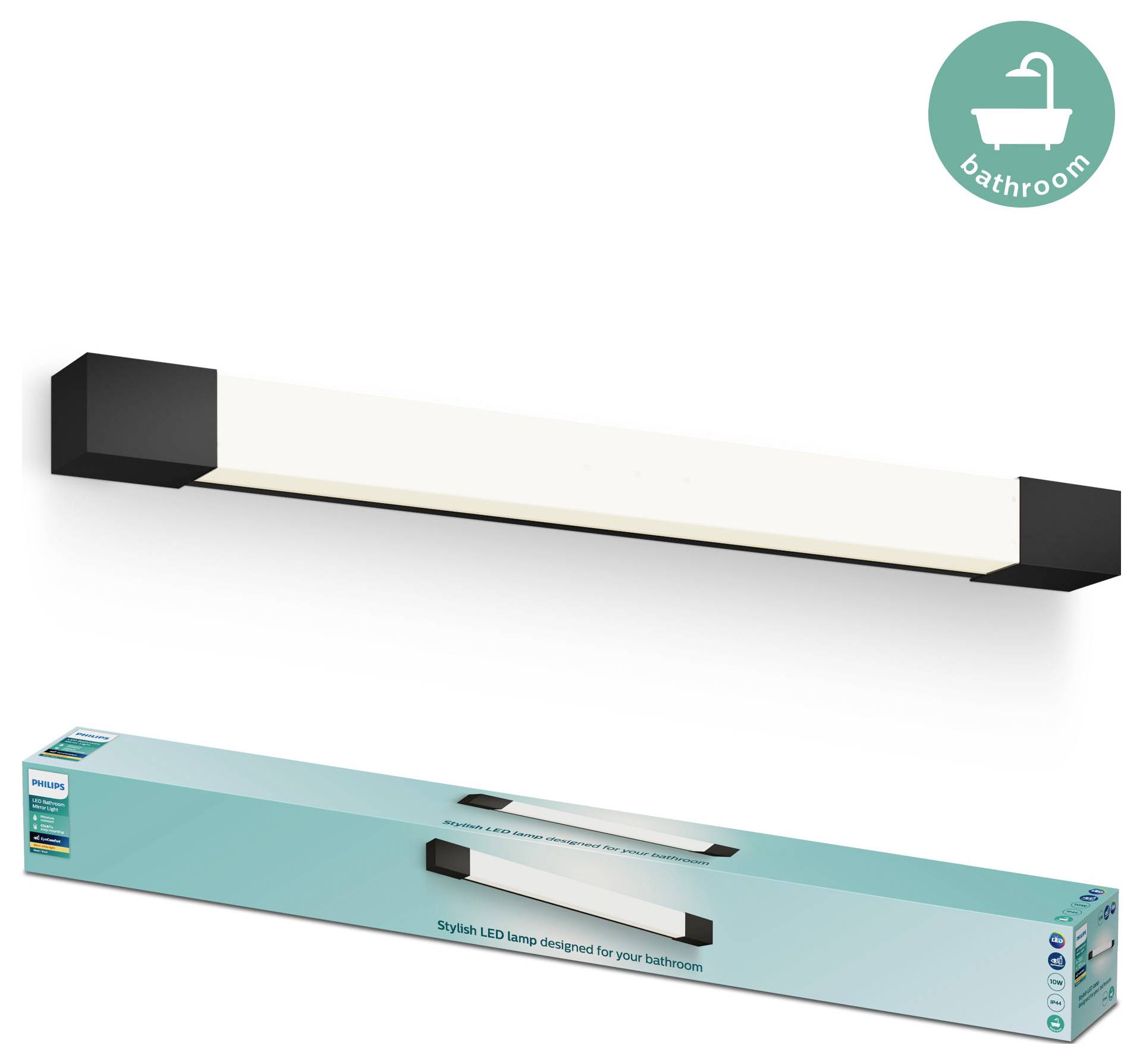 Philips Rover 8720169300293 LED-Bad-Deckenleuchte 10 W Warmweiß Schwarz