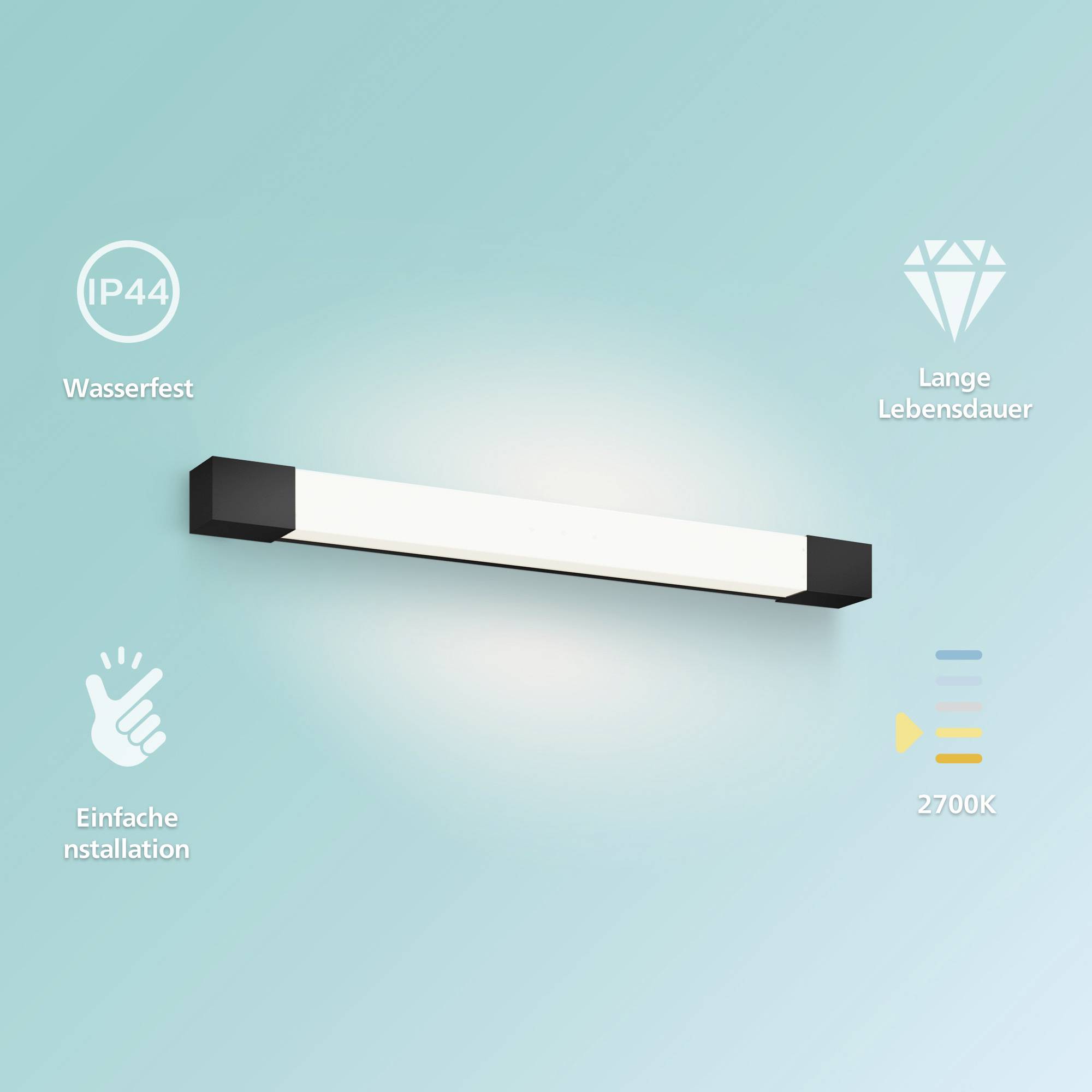 Philips Rover 8720169300293 LED-Bad-Deckenleuchte 10 W Warmweiß Schwarz