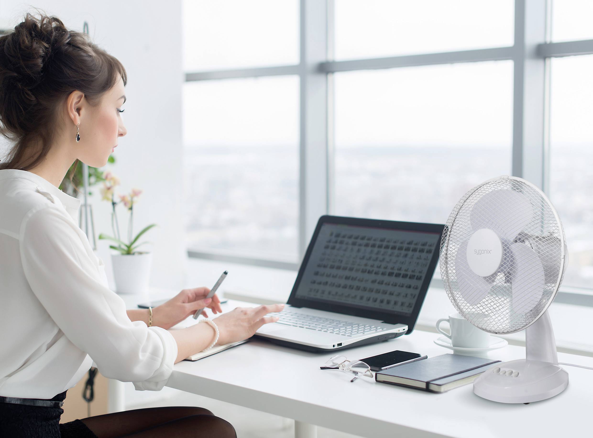 Sygonix Tischventilator 40W (Ø x H) 237mm x 460mm Weiß