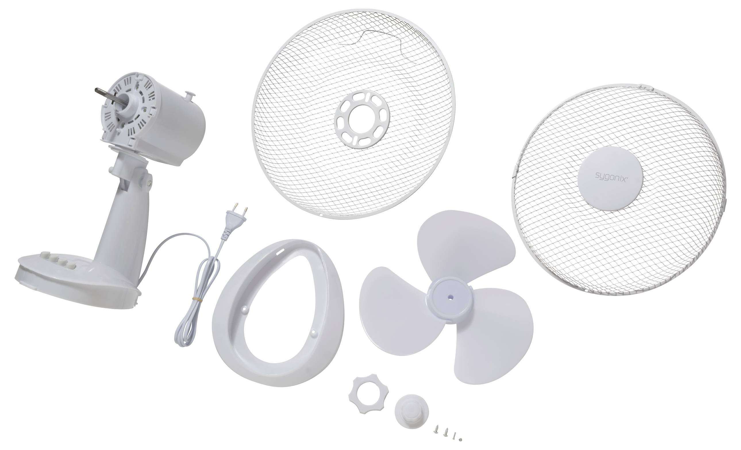 Sygonix Tischventilator 40W (Ø x H) 237mm x 460mm Weiß