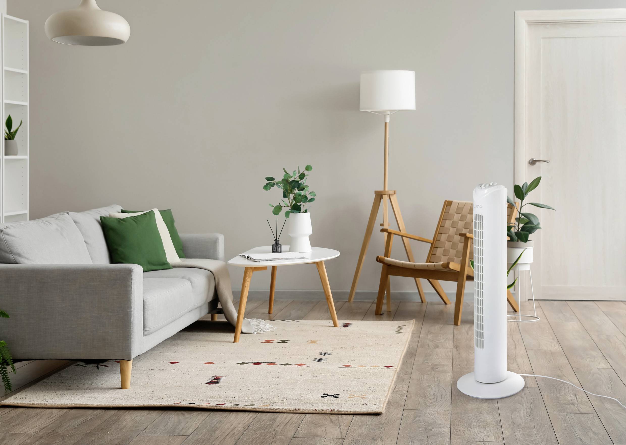 Sygonix Turmventilator 50W (Ø x H) 270mm x 805mm Weiß Oszillierend, Timer