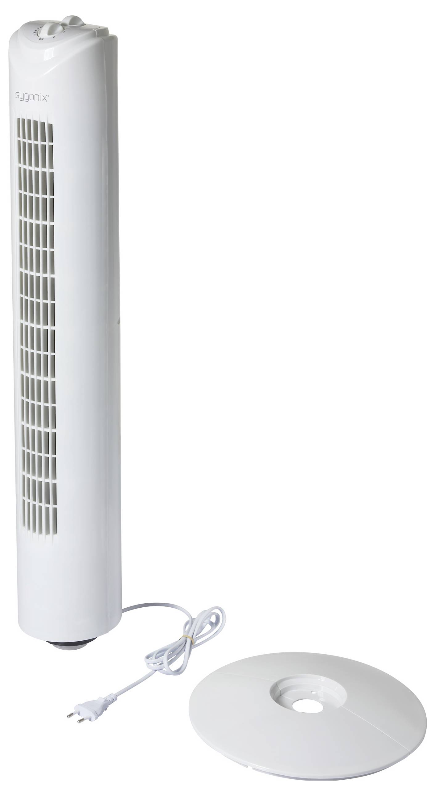 Sygonix Turmventilator 50W (Ø x H) 270mm x 805mm Weiß Oszillierend, Timer
