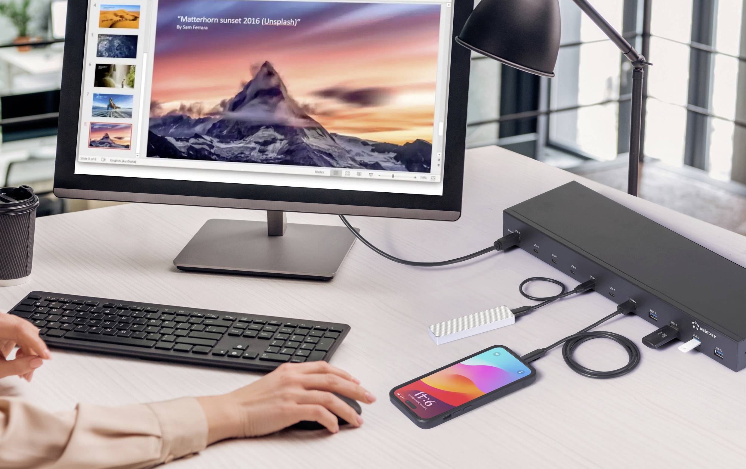 Renkforce RF-6627278 USB-Hub 10 Port USB-A USB 3.2 Gen2 10 GBit/s für industrielle Anwendungen, Rackmontage möglich