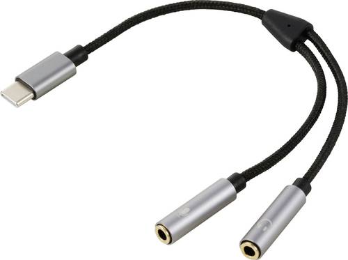 Renkforce USB-C®, Audio Adapterkabel [1x USB-C® Stecker - 2x 3.5 mm-Buchse] 20cm