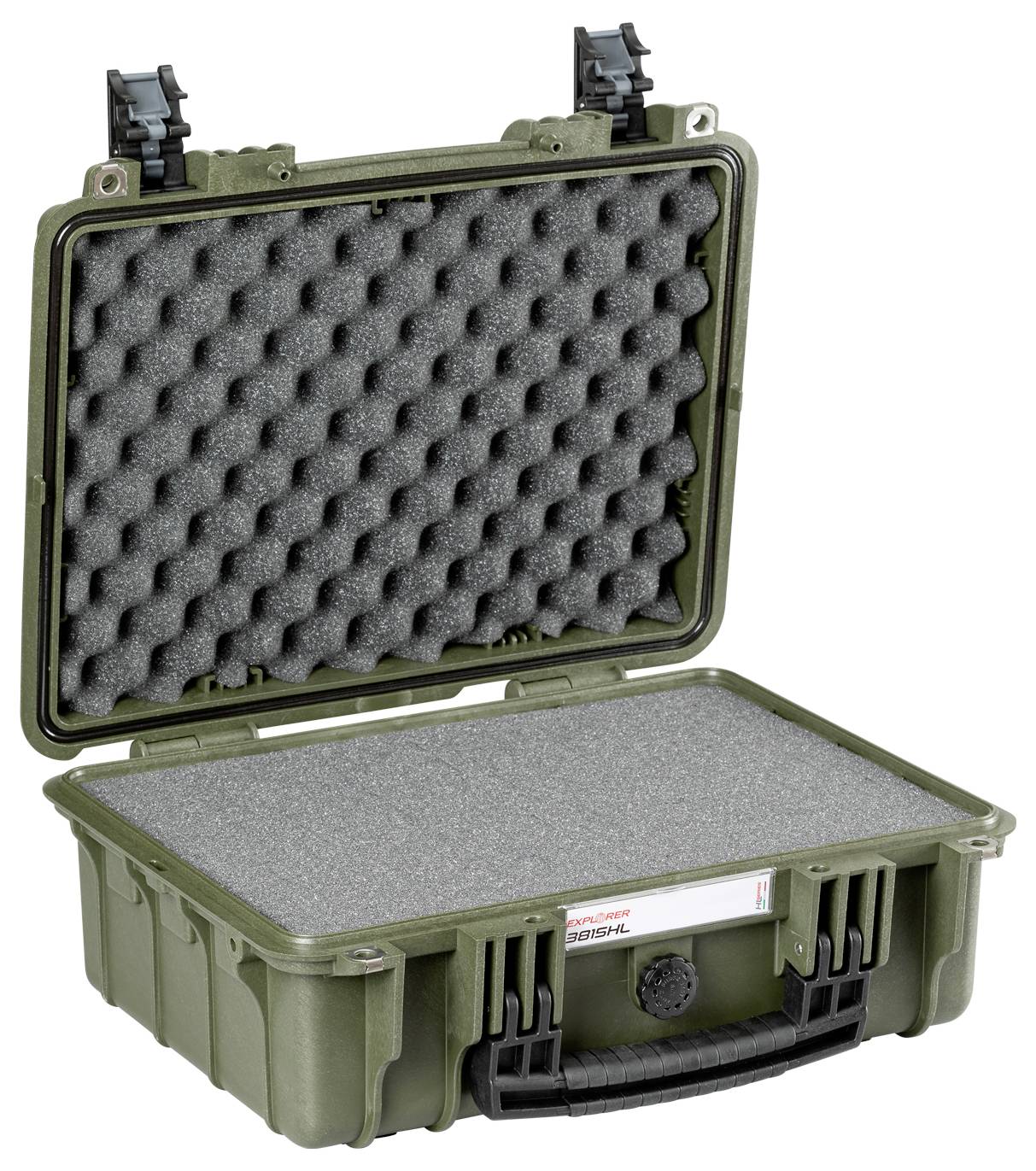 Ein geöffneter, stabiler Transportkoffer mit Schaumstoffpolsterung zur sicheren Aufbewahrung von empfindlichen Gegenständen.