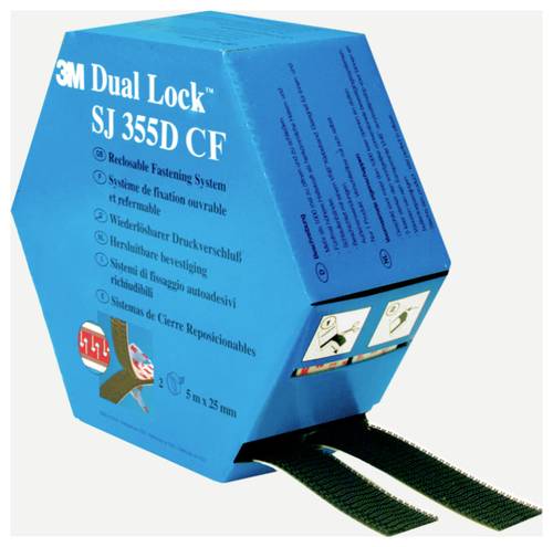 3M Dual Lock SJ355DCF REF Klettband zum Aufkleben Pilzkopf (L x B) 5000 mm x 25 mm Schwarz 1 Paar