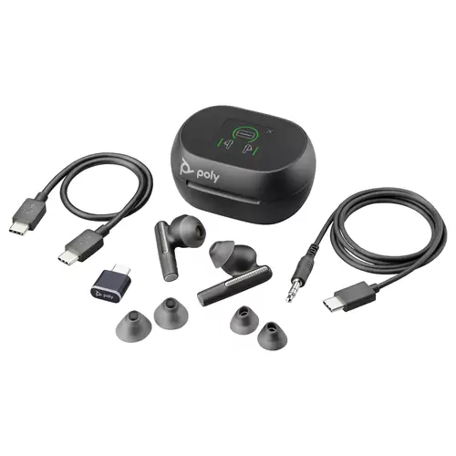 HP Poly Voyager Free 60+ In Ear Headset Bluetooth® Stereo Schwarz Noise Cancelling Headset, Induktion, Ladecase HP Poly Voyager Free 60+ In Ear Headset Bluetooth® Stereo Schwarz Noise Cancelling Headset, Induktion, Ladecase