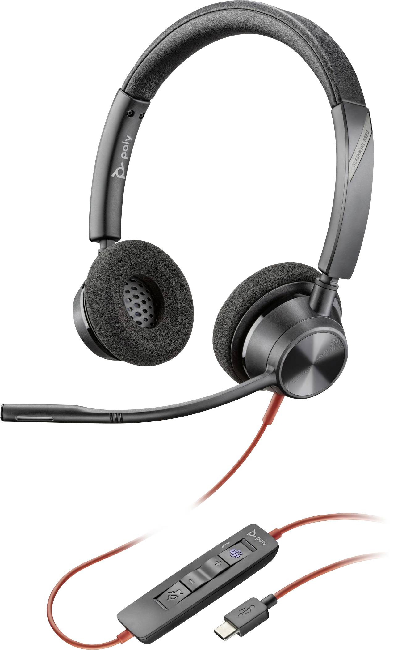 HP Poly Blackwire C3320-M On Ear Headset kabelgebunden Stereo Schwarz Headset, Mikrofon-Stummschalt