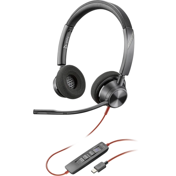 HP Poly Blackwire C3320-M On Ear Headset kabelgebunden Stereo Schwarz Headset, Mikrofon-Stummschaltung, Lautstärkeregelung HP Poly Blackwire C3320-M On Ear Headset kabelgebunden Stereo Schwarz Headset, Mikrofon-Stummschaltung, Lautstärkeregelung
