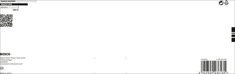 Weiße Verpackungsetikett mit Bosch-Logo links unten, QR-Code oben links, und EAN-Code unten rechts.