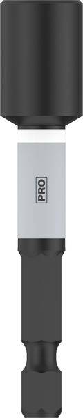 Ein magnetischer Bit-Halter mit robustem, schwarzem Design und 'PRO'-Aufschrift auf weißem Metallteil, geeignet für handwerkliche Arbeiten.