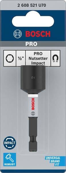 'Bosch PRO' Nuss-Setzer. Verpackung zeigt einen robusten Nuss-Setzer mit 1/2