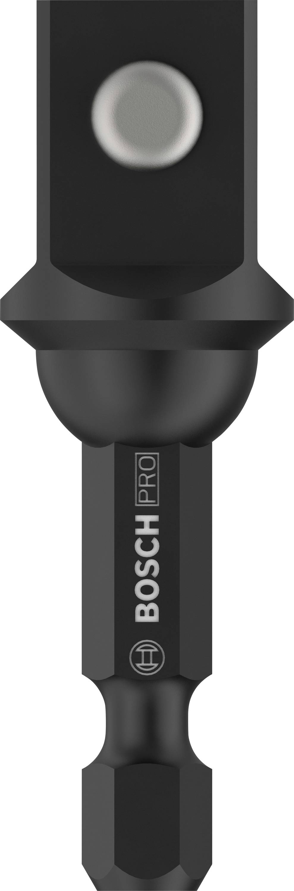 Bitsatz von Bosch Pro, schwarz, mit sechseckiger Form und Logo mittig; für stabiles Schrauben und Bohren geeignet.
