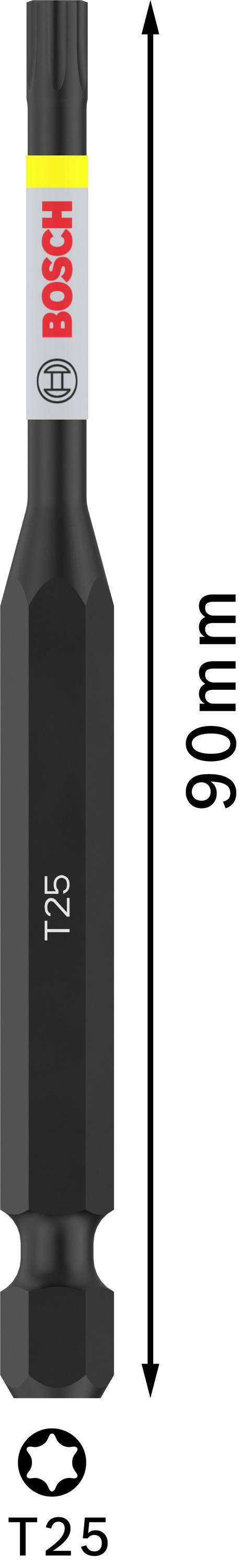 Bosch T25 Schrauberbit, Länge 90mm, schwarz, für Torx-Schrauben.