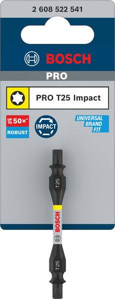 Doppel-Bitschrauberaufsatz von Bosch, Typ PRO T25 Impact, robust und universal. Obere und untere Enden mit Einschubaufsätzen.
