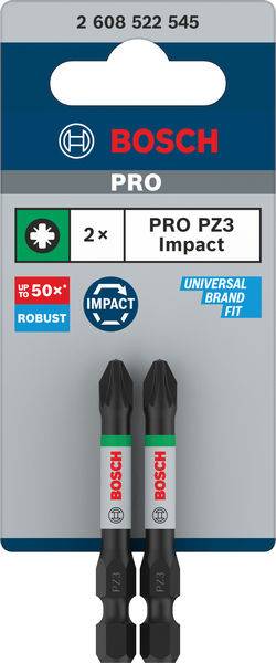 Bosch PRO PZ3 Impact Schrauberbit, 2 Stück, hohe Robustheit, universell passend.
