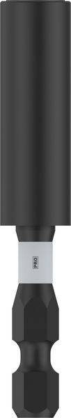 Ein schwarzer Schraubendreher-Bit mit grauem Ring, geeignet für Präzisionsarbeiten und universelle Anwendungen.