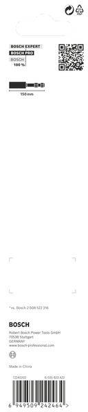 Verpackungsetikett von Bosch, enthält Produktinformationen und QR-Code. Produktnummer und Strichcode sind sichtbar.