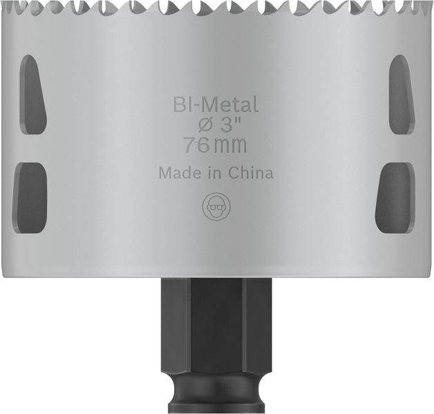 Grauer Bimetall-Lochsägeaufsatz mit der Aufschrift 'BI-Metal Ø 3