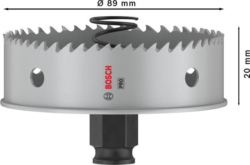 Kreissägeblatt mit einem Durchmesser von 89 mm und einer Höhe von 20 mm, markiert mit 'Bosch Pro'.