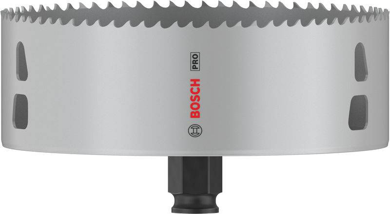 Metallsägeblatt mit 'Bosch Pro'-Logo, graue Farbe, gezackter Rand oben.