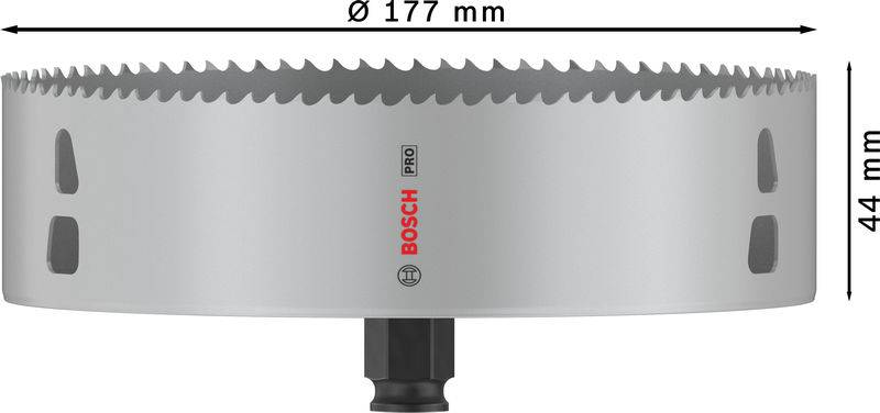 Kreissägeblatt mit Durchmesser von 177 mm und Höhe von 44 mm der Marke Bosch, silberne Farbe, geeignet für professionelle Anwendungen.